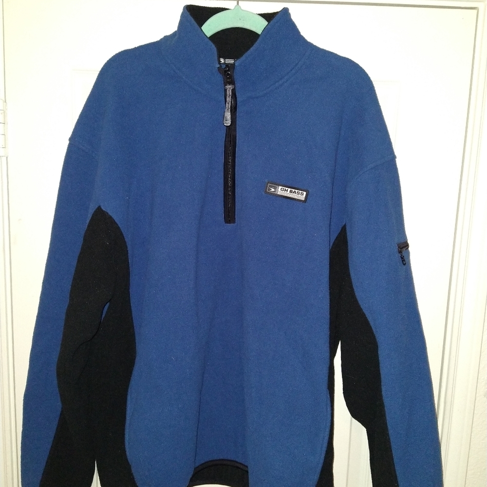 GH Bass and CO Fleece Quarter Zip Long Sleeve Sweater Men's sz XL.